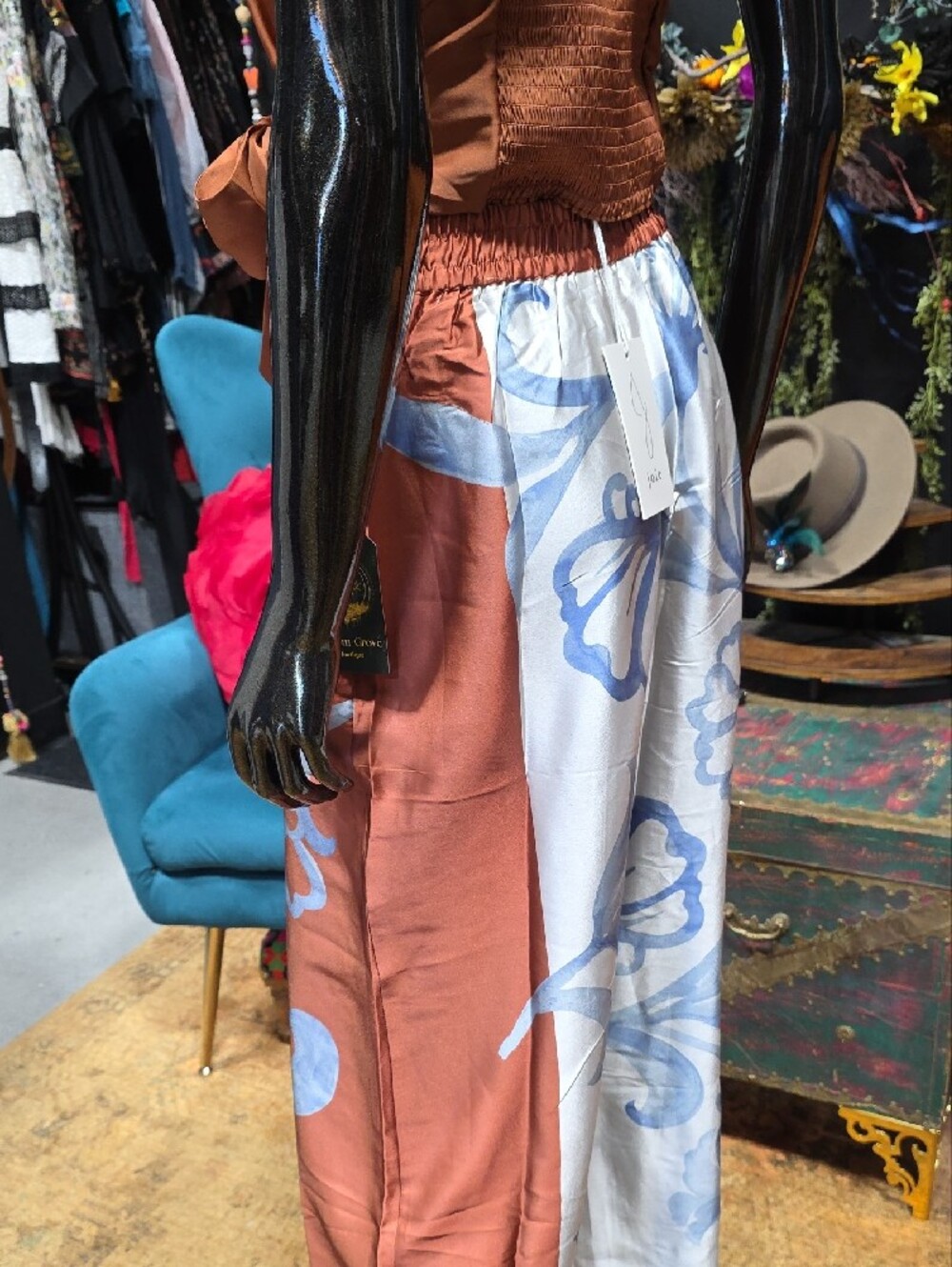 Live 4 Truth Rust Blue Floral Wide-Leg Pants - Picture 8 of 11